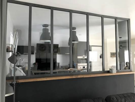 Verrière d'atelier en acier séparation cuisine